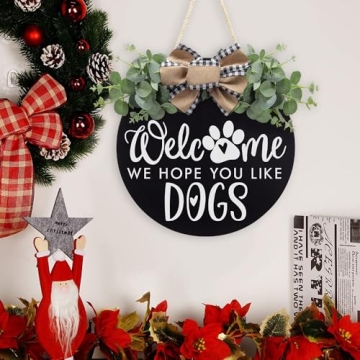 Dog Lovers Welcome Wreath Decor with Eucalyptus and Bow