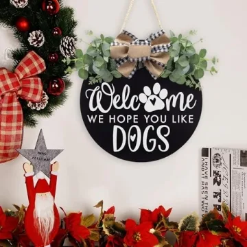 Dog Lovers Welcome Wreath Decor with Eucalyptus and Bow