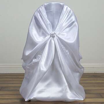BalsaCircle 10 pcs White Universal Satin Chair Covers - Perfect for Weddings and Events