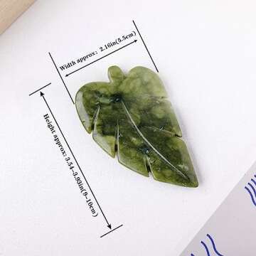 Runyangshi 1PCS Natural Crystal Green Jade Stone Hand-Carved Crystal Leaves Sculpture Leaf Shape Cry...