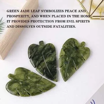 Runyangshi 1PCS Natural Crystal Green Jade Stone Hand-Carved Crystal Leaves Sculpture Leaf Shape Crystal Healing Stone Figurines Reiki Crystal Gemstone Collection Home Decor Desk Decor