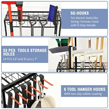 Garden Tool Organizer for Garage | Holds 58 Tools Easily