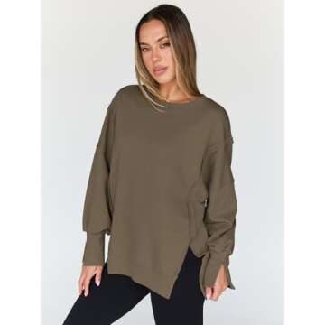 Trendy Queen Womens Oversized Sweatshirts Hoodies Crewneck Shirts Fall Outfits Teen Girls Y2k Winter Clothes Light Coffee S