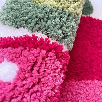 UKELER Cute Cherry Bathroom Rug for Kids Non Slip Absorbent Bath Mat Washable Shaggy Bedroom Decor Plush Bath Rug for Shower 23.6''x19.7''