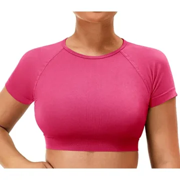YEOREO Bright Pink Seamless Crop Top Gym Yoga Essential