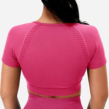 YEOREO Bright Pink Seamless Crop Top Gym Yoga Essential