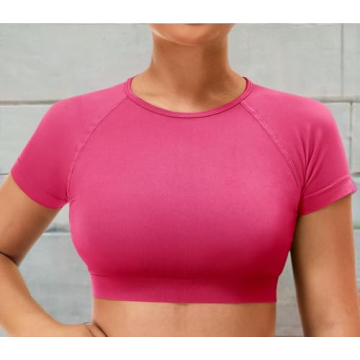 YEOREO Bright Pink Seamless Crop Top Gym Yoga Essential