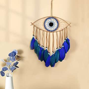 Holmgren Evil Eye Dream Catcher - Handmade Blue Home Decor