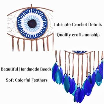 Holmgren Evil Eye Dream Catcher - Handmade Blue Home Decor