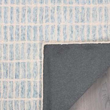 Restoration and Renovation Handmade Capitola Space Dyeing Imported Premium Wool Area Rug - Unique Modern Design Carpet for Living Room, Bedroom, and Dining Room (Blue, 8' x 10')