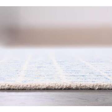 Restoration and Renovation Handmade Capitola Space Dyeing Imported Premium Wool Area Rug - Unique Modern Design Carpet for Living Room, Bedroom, and Dining Room (Blue, 8' x 10')