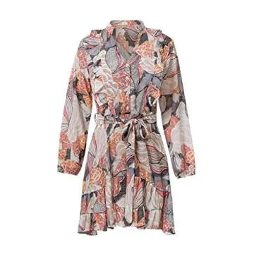 Miessial V Neck Chiffon Mini Dress - Stylish Floral Print