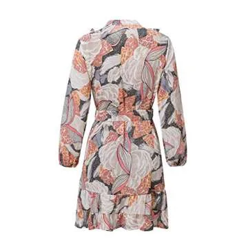 Miessial V Neck Chiffon Mini Dress - Stylish Floral Print