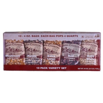 Amish Country Popcorn 10 Pack Variety Kernel Gift Set - Non-GMO Gluten-Free 4 Oz Assortment