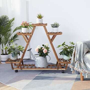 Unho Triangular Plants Stand 32" with Wheels for Indoor Use