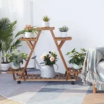 Unho Triangular Plants Stand 32" with Wheels for Indoor Use