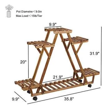 Unho Triangular Plants Stand 32" with Wheels for Indoor Use