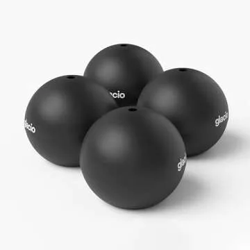 glacio Round Ice Cube Molds – Whiskey Sphere Maker – Makes 2.5 Inch Ice Balls – 4 Pack