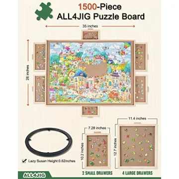 ALL4JIG Rotating Puzzle Board with Drawers and Cover