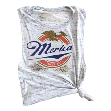 Erxvxp Gray Sleeveless Merica Tank Top for Women