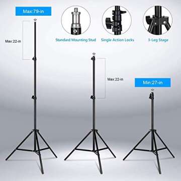 HPUSN Softbox Lighting Kit Continuous Lighting System Professional Studio Photography with 85W 5500K E27 Socket Light and 3 Reflectors 50 x 70 cm and 4 Bulbs for Portraits and Product Shooting