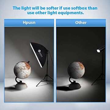 HPUSN Softbox Lighting Kit Continuous Lighting System Professional Studio Photography with 85W 5500K E27 Socket Light and 3 Reflectors 50 x 70 cm and 4 Bulbs for Portraits and Product Shooting