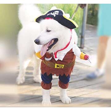 Hotumn Dog Costume Pirates of The Caribbean Style Halloween Dog Clothes with Pirate Hat Funny Pet Outfit Cat Corsair Costume Amazing Dog Uniform for Small Dog Role Playing Party Outdoor Walking (S)
