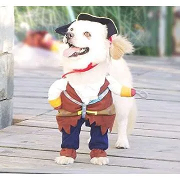 Hotumn Dog Costume Pirates of The Caribbean Style Halloween Dog Clothes with Pirate Hat Funny Pet Outfit Cat Corsair Costume Amazing Dog Uniform for Small Dog Role Playing Party Outdoor Walking (S)