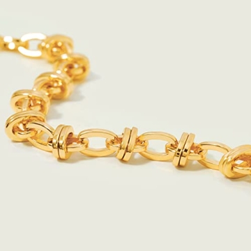 MEVECCO Chain Bracelet Gold Link Thick Chunky 14K Gold Plated Minimalist Simple Boho Handmade Jewelry Gift for Women Men Women