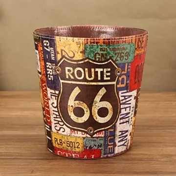 Elegant HMANE Round Leather Wastebasket for Home Decor