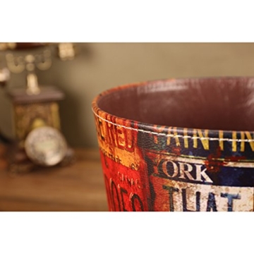 Elegant HMANE Round Leather Wastebasket for Home Decor
