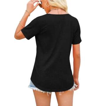 Womens Tops Short Sleeve V Neck Shirts Loose Casual Blouses Summer Tees Criss Cross