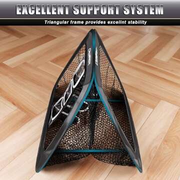 CHAMPKEY Double Sided Golf Chipping Net with Golf Hitting Mat | Come with 12 Foam Golf Balls | 5 Ply-Knotless Netting Chipping Net and Heavy Duty Rubber Backing Hitting Mat Ideal for Training