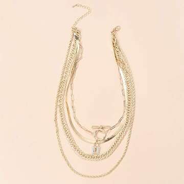 Chargances Gold Snake Bone Chain Necklace for Women Iced Out Lock Toggle Chain Choker Necklace Ladies Boho Jewelry Punk Cuban Link Chain