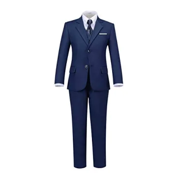 Boys Navy Blue 5 Piece Suit Set for Kids - Size 2T
