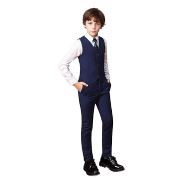 Boys Navy Blue 5 Piece Suit Set for Kids - Size 2T