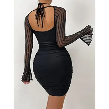 WDIRARA Women's Halter Neck Mini Dress - Party Ready!