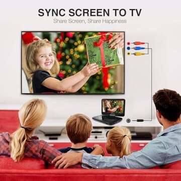 DBPOWER 12" Portable DVD Player with 5-Hour Rechargeable Battery, 10" Swivel Display Screen and SD/U...