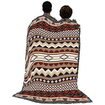Pure Country Weavers Domingo Blanket - Southwest Native American Inspired - Gift Tapestry Throw Woven from Cotton - Made in The USA (72x54)