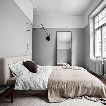 TinyTimes 65"×22" Full Length Mirror, Floor Mirror with Stand, Full Body Tall Mirror, Freestanding or Wall-Mounted, Brushed Thin Frame, for Bedroom, Liveing Room - Black