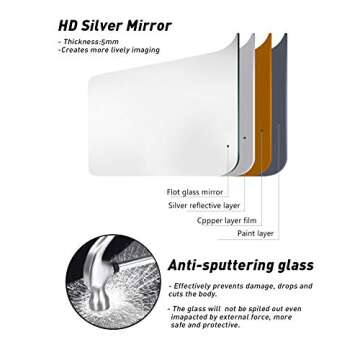 TinyTimes 65"×22" Full Length Mirror, Floor Mirror with Stand, Full Body Tall Mirror, Freestanding or Wall-Mounted, Brushed Thin Frame, for Bedroom, Liveing Room - Black