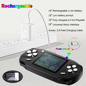 Beijue 16 Bit Handheld Games for Kids Adults 3.0'' Large Screen Preloaded 100 HD Classic Retro Video Games USB Rechargeable Seniors Electronic Game Player Birthday Xmas Present (Black)