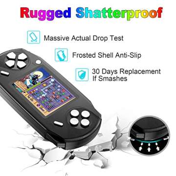 Beijue 16 Bit Handheld Games for Kids Adults 3.0'' Large Screen Preloaded 100 HD Classic Retro Video Games USB Rechargeable Seniors Electronic Game Player Birthday Xmas Present (Black)