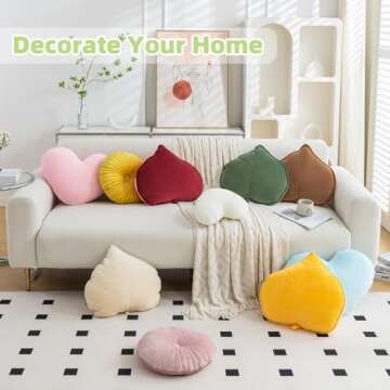 Teieas 3D Leaf Shaped Throw Pillows Plant Pillow Novelty Plush Cushion Backrest Pillow Home Decoration for Car, Bedroom, Sofa, Couch, Living Room