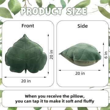 Teieas 3D Leaf Shaped Throw Pillows Plant Pillow Novelty Plush Cushion Backrest Pillow Home Decoration for Car, Bedroom, Sofa, Couch, Living Room