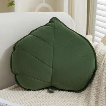 Teieas 3D Leaf Shaped Throw Pillows Plant Pillow Novelty Plush Cushion Backrest Pillow Home Decoration for Car, Bedroom, Sofa, Couch, Living Room