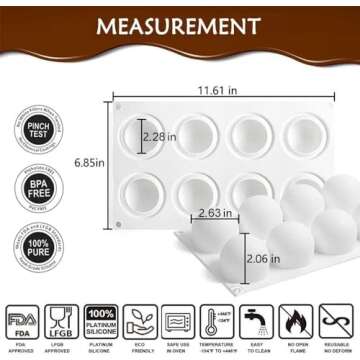 AFINSEA 3D Ball Shape Sphere Silicone Molds for Baking Cakes, Chocolates, Pastries and More