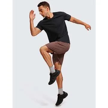 CRZ YOGA Men's Cotton Polyester Short Sleeve T-Shirt Classic Fit Casual Workout Tops Soft Premium Tee Black Large