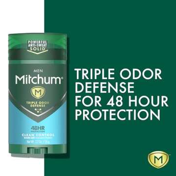 Mitchum Men's Deodorant, Antiperspirant Stick, Triple Odor Defense Invisible Solid, 48 Hr Protection...