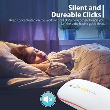 【Upgrade】 LED Wireless Mouse, Slim Silent Mouse 2.4G Portable Mobile Optical Office Mouse with USB & Type-c Receiver, 3 Adjustable DPI Levels for Notebook, PC, Laptop, Computer, MacBook (White)